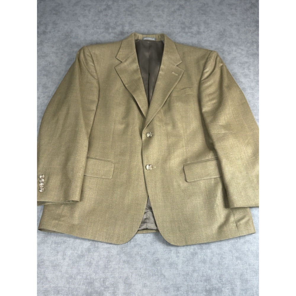Oscar de la Renta Blazer 42S Silk Wool Sport Coat Olive Tan 2 Button Colombia